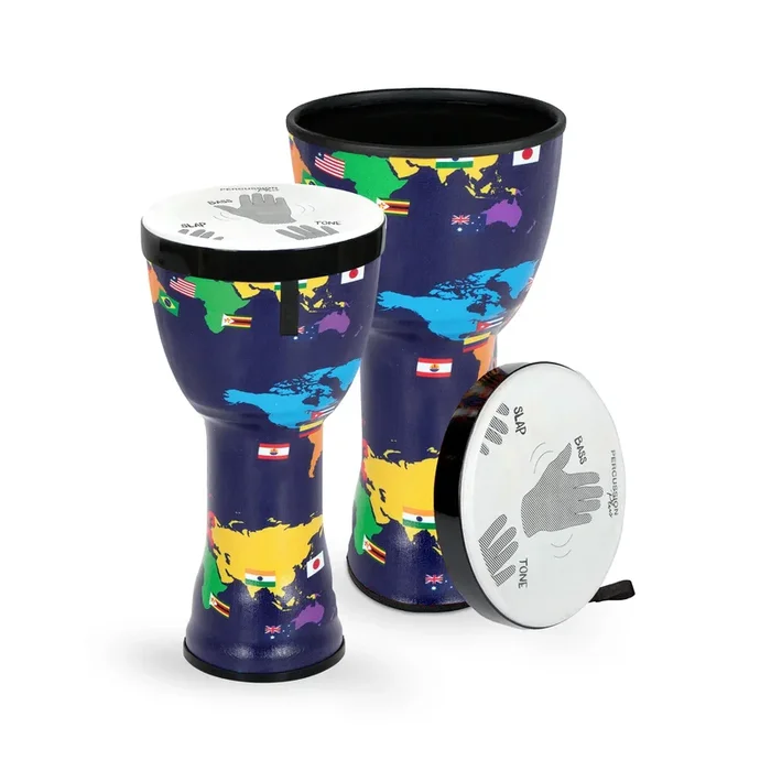 Percussion Plus 10″ and 12″ nesting djembes set of 2 with bags