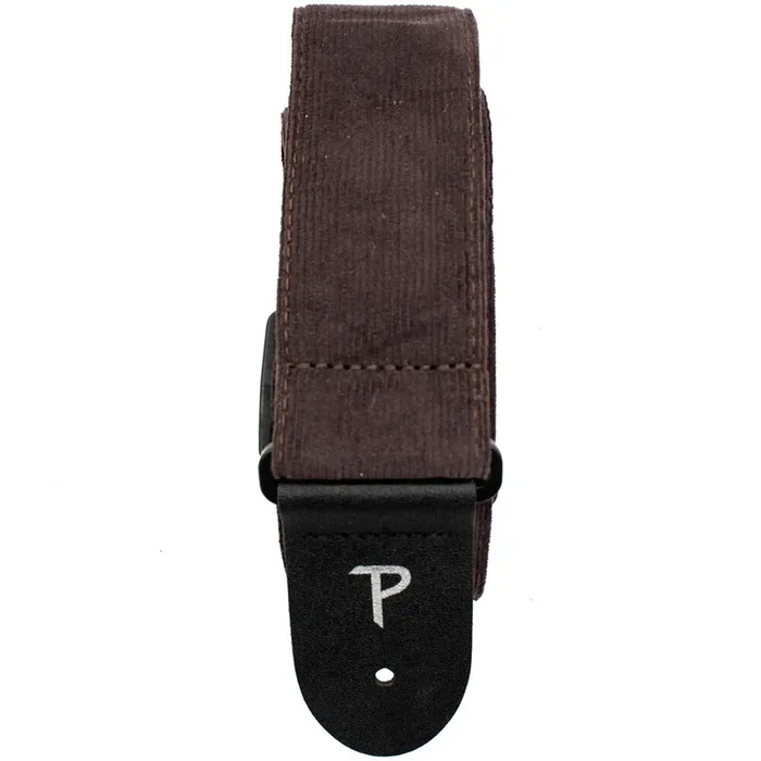 Perris 2″ Corduroy Guitar Strap in Brown with Black Leather ends