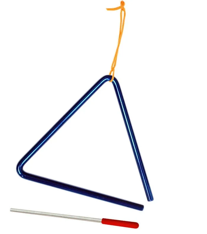 POWERBEAT Triangle 8 Inch Blue With Beater & Tie, Educational, Fun