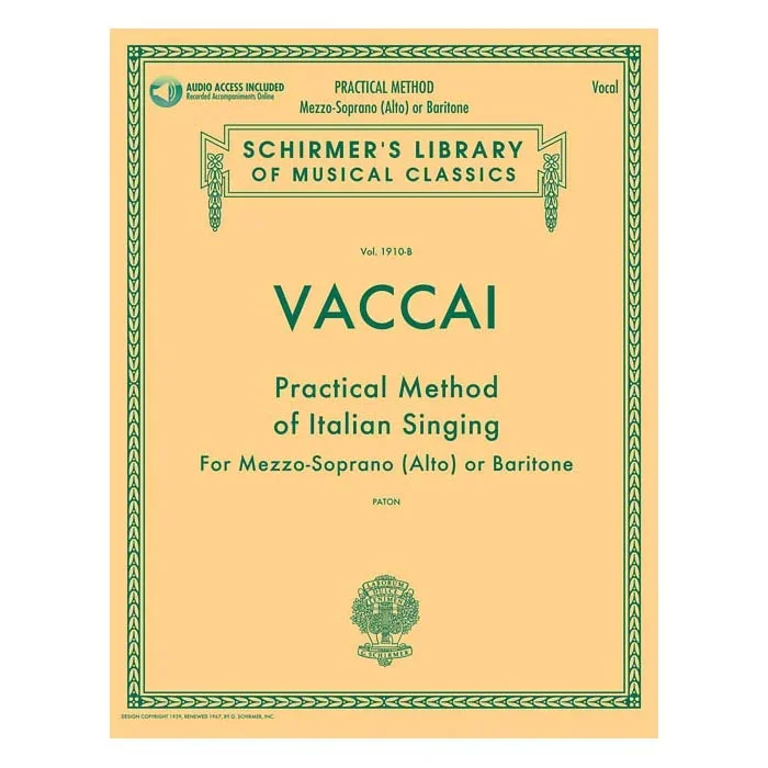 Practical Method of Italian Singing – Mezzo-Soprano (Alto) or Baritone, Book/Online Audio