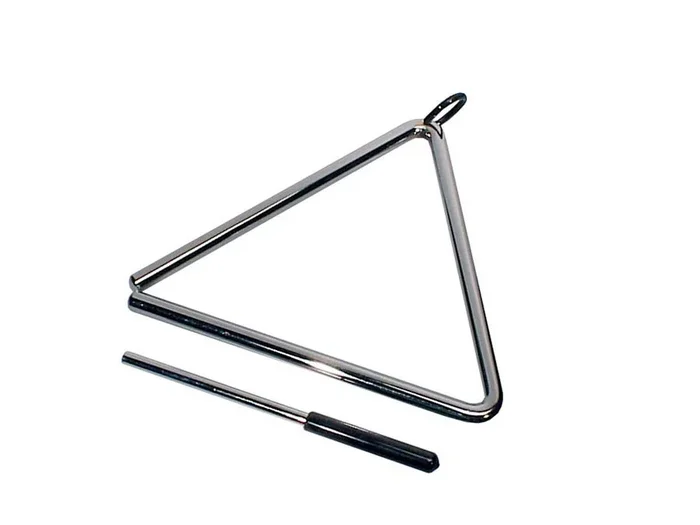 Professional triangle, chrome plated, with beater, diameter: 12 mm., 8″