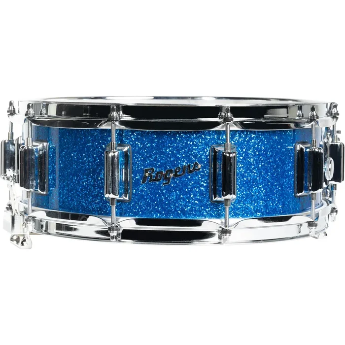 Rogers Model No. 36-BS Dyna-Sonic Beavertail 5×14 Snare Drum – Blue Sparkle