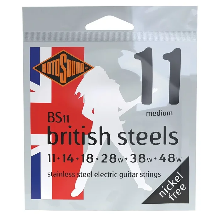 Rotosound BS11 British Steel Electric Guitar String Set – Nickel Free, Bright Sound