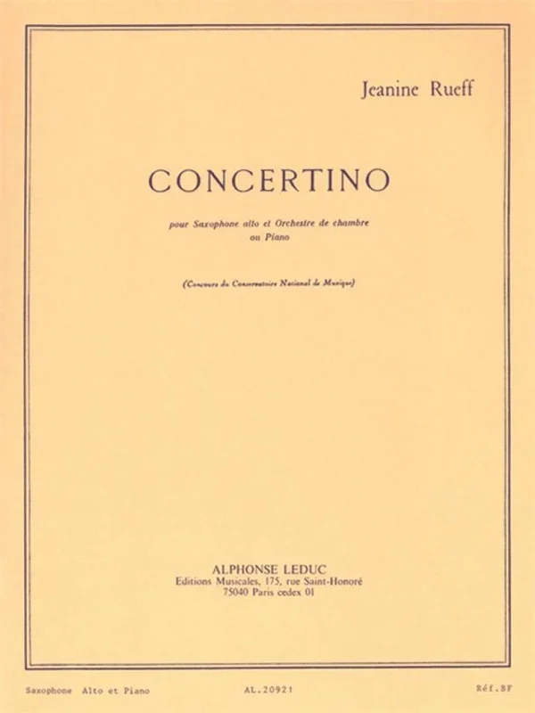 Rueff: Alto Saxophone Concertino, Op. 17