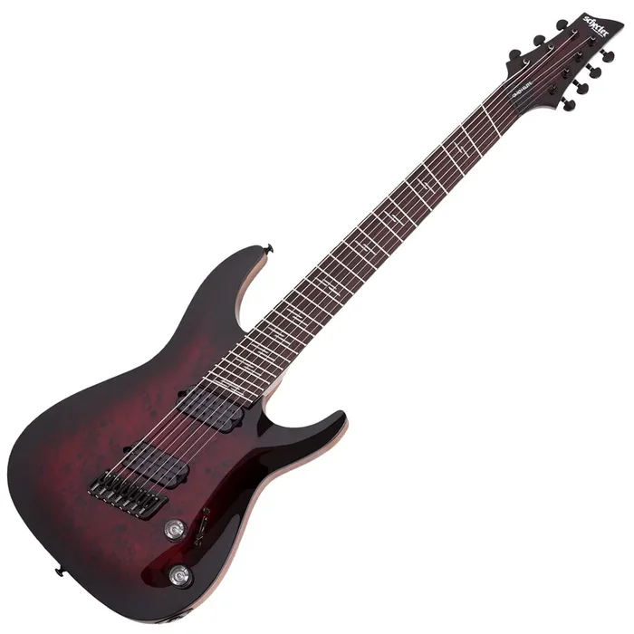 Schecter Omen Elite 7 7 String Multiscale Electric Guitar in Black Cherry Burst – 2462SHC