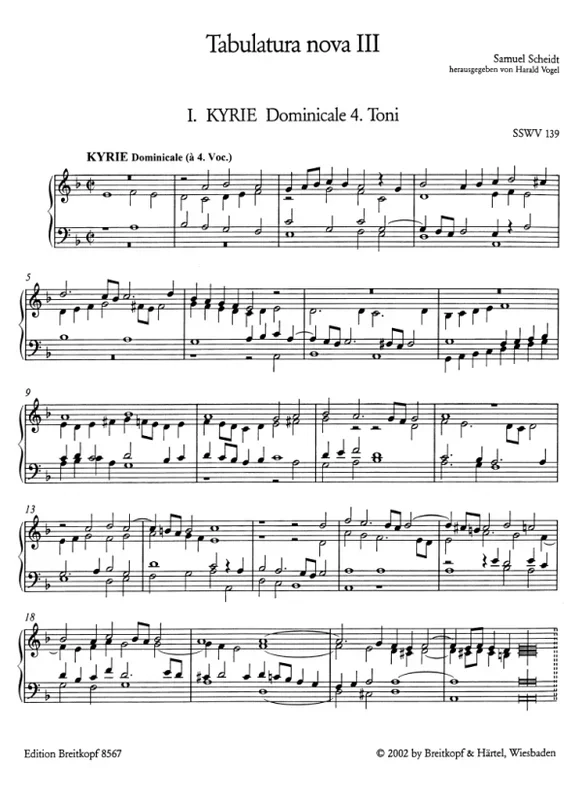 Scheidt: Tabulatura Nova – Volume 3 (SSWV 139-158)