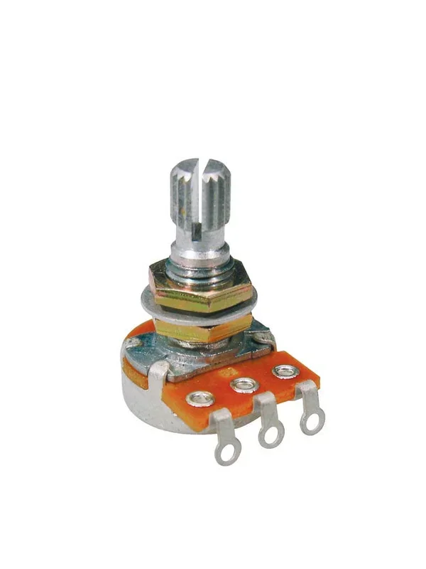 Small 500K linear (tone) potentiometer, 16mm., 10mm. bushing, M8x0,75 thread, made in Japan
