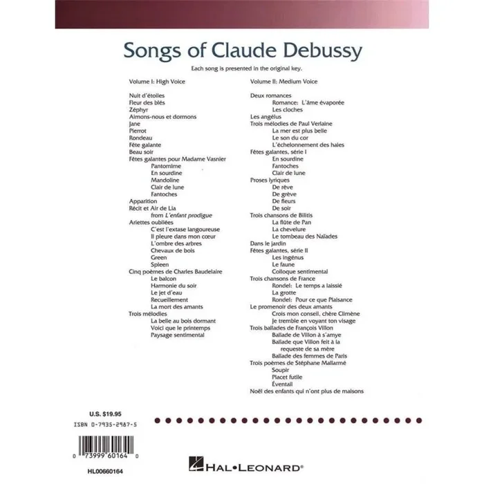 Songs of Claude Debussy