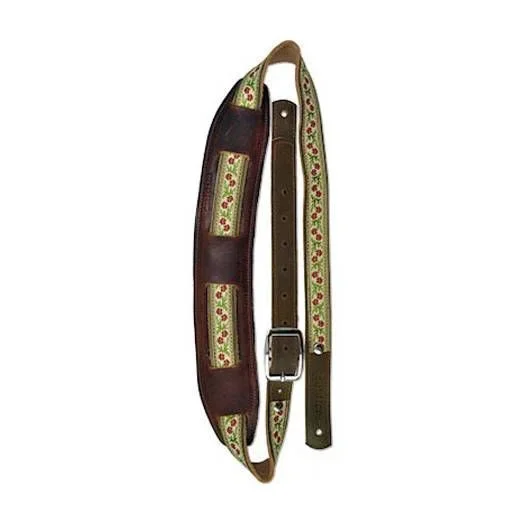 Souldier USA Guitar Strap 7/8 in – Saddle Petunia Maroon flower, GR leaves on YL
