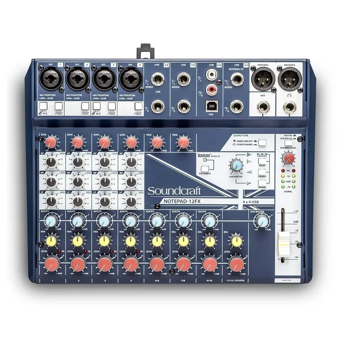 Soundcraft 12 Channel Desktop Non Powered Mixer w/USB – NOTEPAD12FX