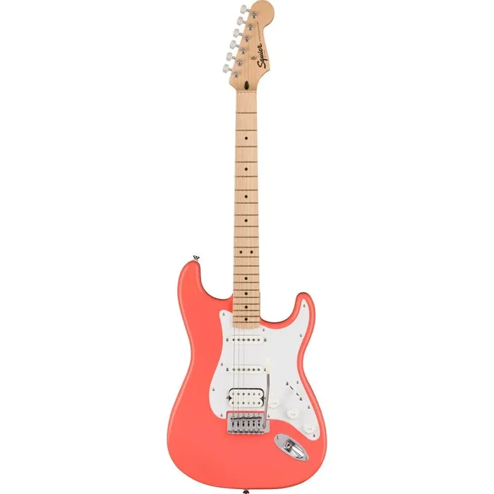 Squier Sonic Stratocaster HSS Electric Guitar with Maple Fretboard – Tahitian Coral