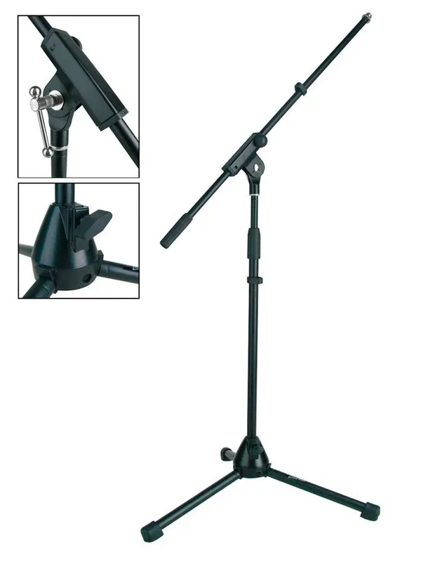 Stage Pro Series Microphone stand, with boom, black, max height 100cm