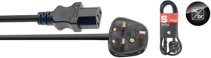 Stagg SPW1.5IECFPUK15 Mains Power Cable with UK Plug (1.5M)