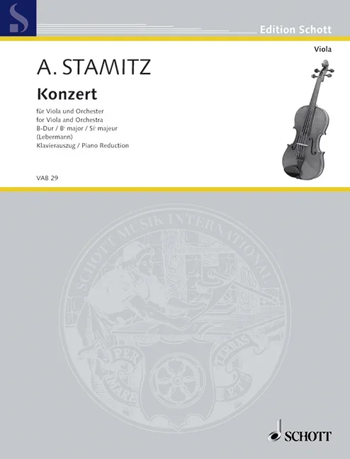 Stamitz, Anton : Stamitz, Anton : Concerto Bb Major, – viola and string orchestra – Schott Digital