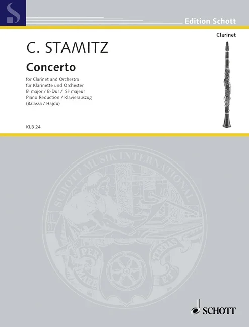 Stamitz, Carl Philipp : Stamitz, Carl Philipp : Concerto Bb major, 2. Darmstädter Konzert – clarinet and orchestra – Schott