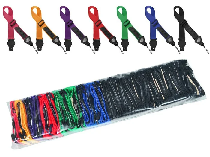 Standard Series Guitar strap 24-pack (model with 3 pick holders), various colours