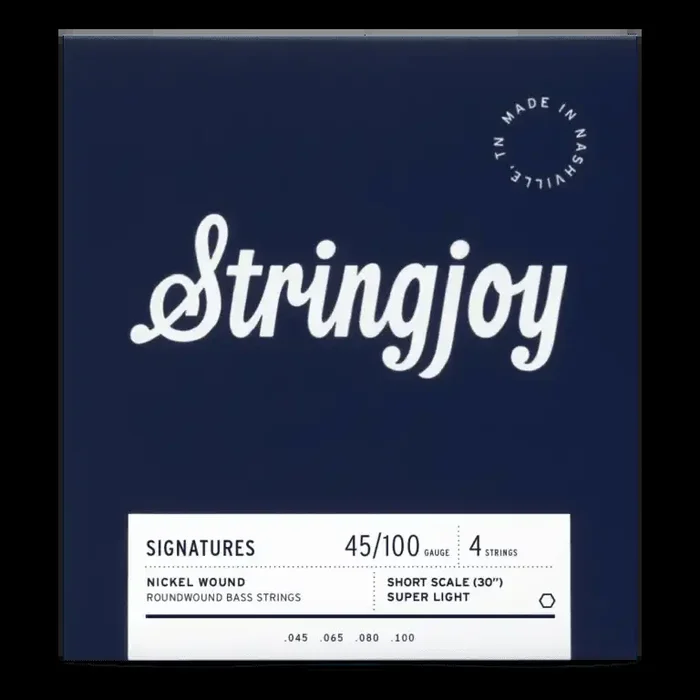 Stringjoy Super Light Gauge (45-100) 4 String Short Scale Nickel Wound Bass Guitar Strings