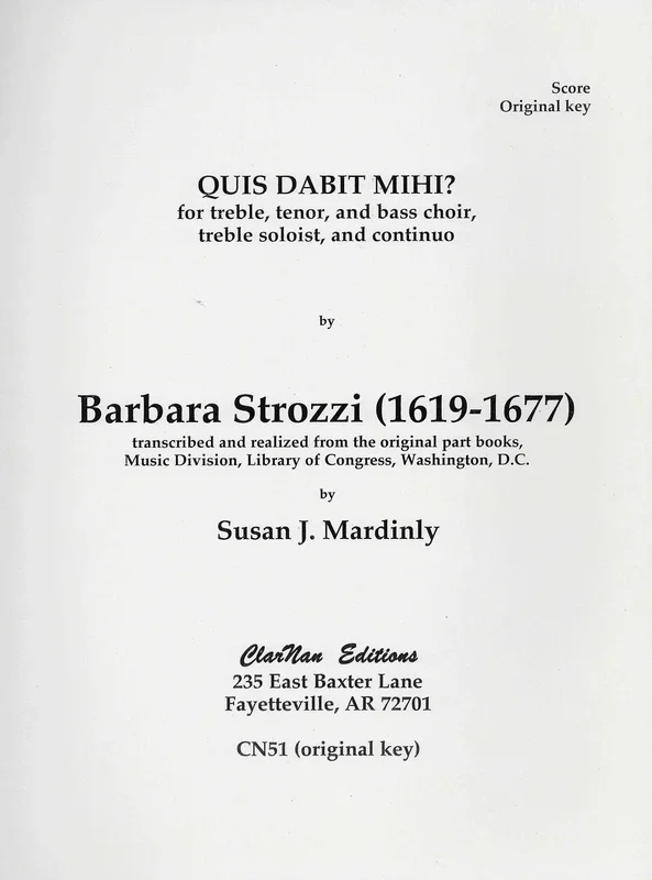 Strozzi: Quis Dabit Mihi?