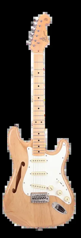 SX SC ASH SEMI HOLLOW Electric Guitar – White Swamp Ash Body, Maple Fingerboard, Natural Gloss