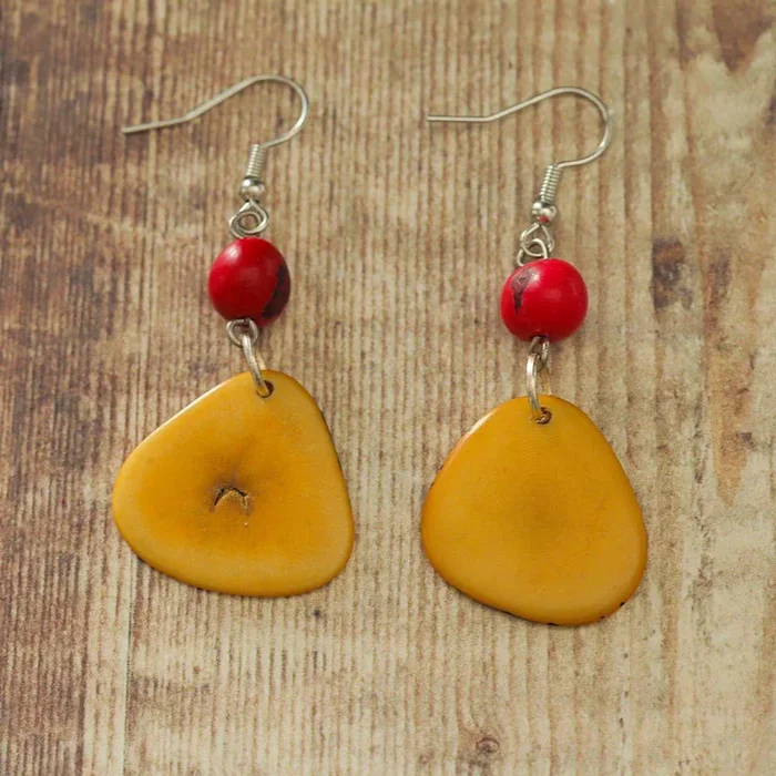 Tagua Nut Earrings – Pink & Orange