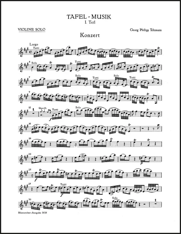 Telemann: Concerto for Flute, Violin, Cello, Strings and Basso continuo in A Major, TWV 53:A2