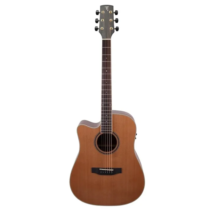 Timberidge ‘4 Series’ Left Handed Cedar Solid Top Acoustic-Electric Dreadnought Cutaway Guitar (Natural Satin)