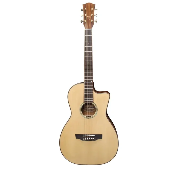 Timberidge ‘TR Series’ Spruce Solid Top Acoustic-Electric Parlour Cutaway Guitar (Natural Gloss)