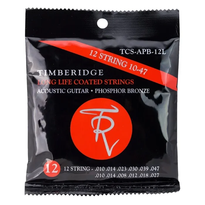 Timberidge Light Phosphor Bronze Long Life Coated 12 String Acoustic Guitar Strings (10-47)