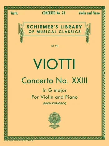 Viotti : Concerto G Major No.23: Violin & Piano (Schirmer)