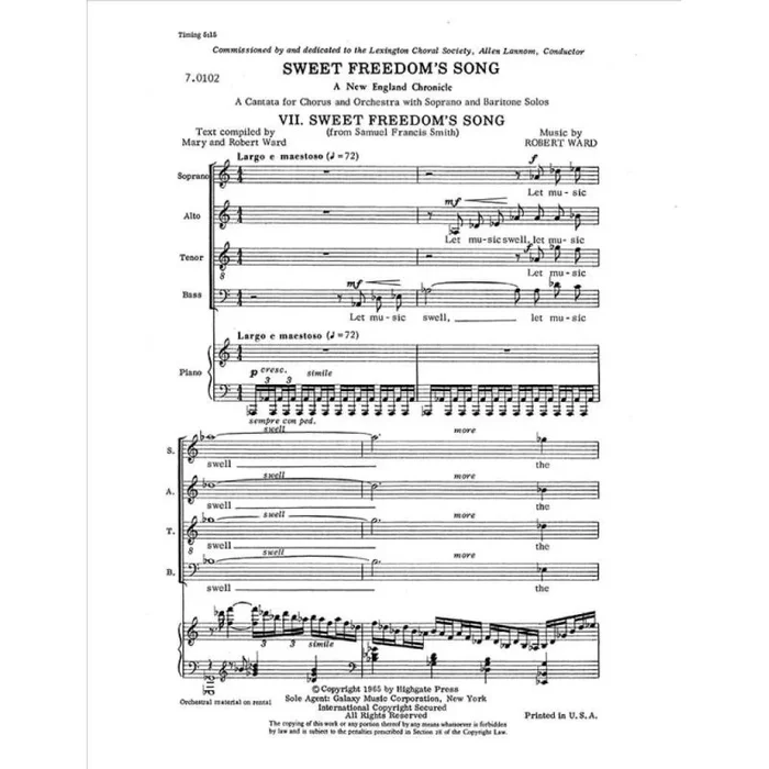 Ward, Robert – Sweet Freedom’s Song: 7. Sweet Freedom’s Song