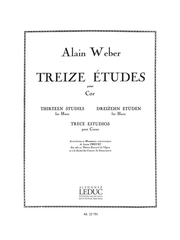 Weber – 13 Etudes For French Horn (Softcover Book)