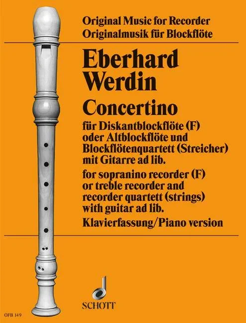 Werdin, Eberhard : Werdin, Eberhard : Concertino, – soprano recorder (treble recorder/flute) and recorder quartet or s