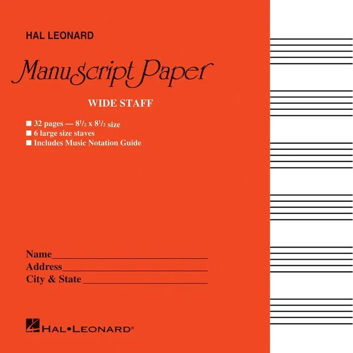 Wide Staff Manuscript Paper (Red Cover)