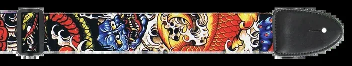 XTR 2 Inch Poly Guitar Strap with Leather Ends – Dragon Design