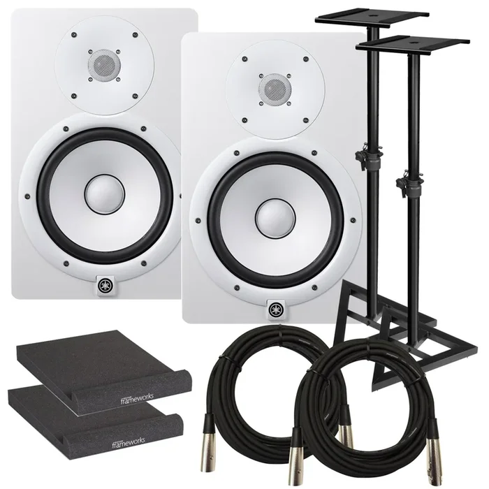 Yamaha HS8 8″ Powered Studio Monitor Speaker – White STUDIO KIT