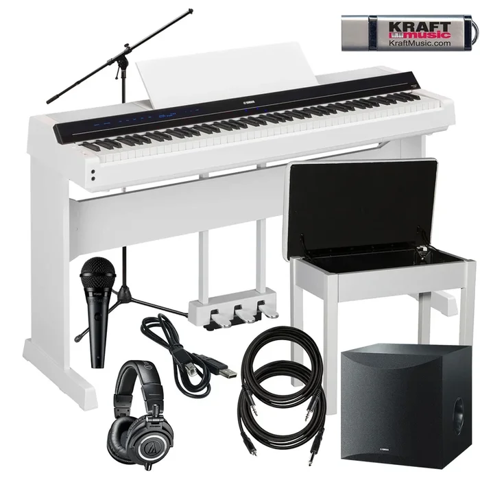 Yamaha P-S500 Digital Piano – White COMPLETE HOME BUNDLE PLUS