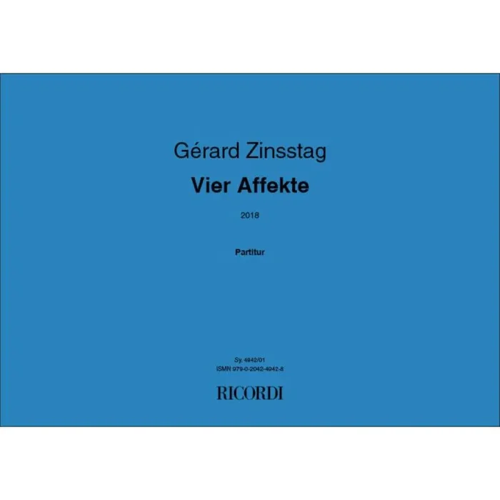 Zinsstag, Gérard – Vier Affekte 2018